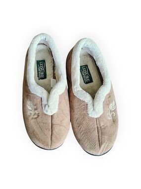 Foamtreads Tan Slipper with Cream Fleece Trim